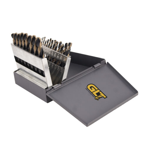 19 Piezas Brocas HSS Negro y Oro Punta 135° Caja Metálica