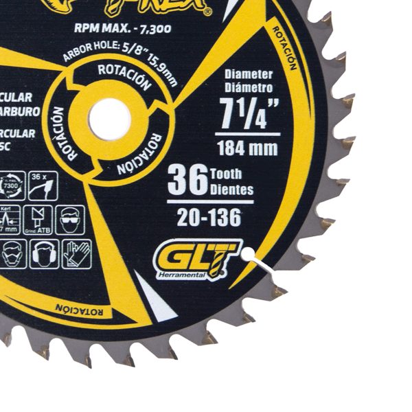 Sierra Circular TCT Ø7¼"X36Dientes T-Rex