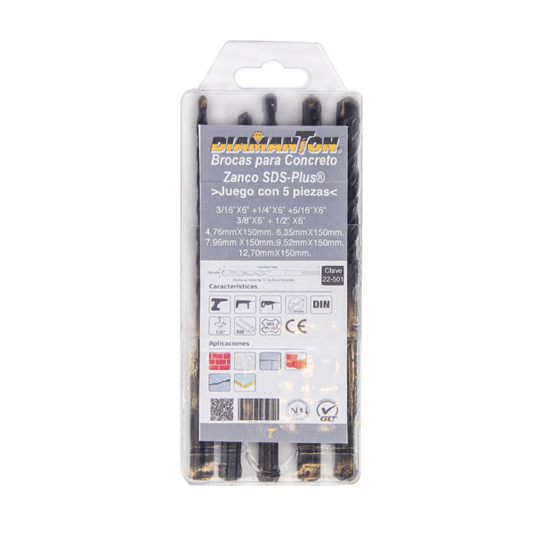 Brocas SDS Plus 5 piezas C/estuche