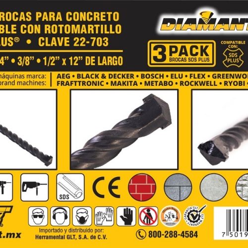 Brocas SDS Plus  Ø1/4"Ø3/8"Ø1/2" X 300mm