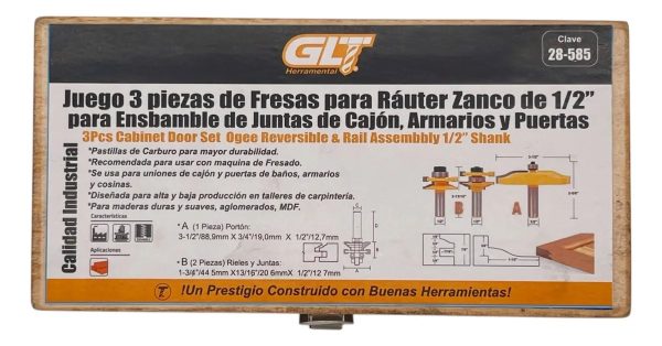 Fresa Ca Ensamble de juntas Cajon Z½"